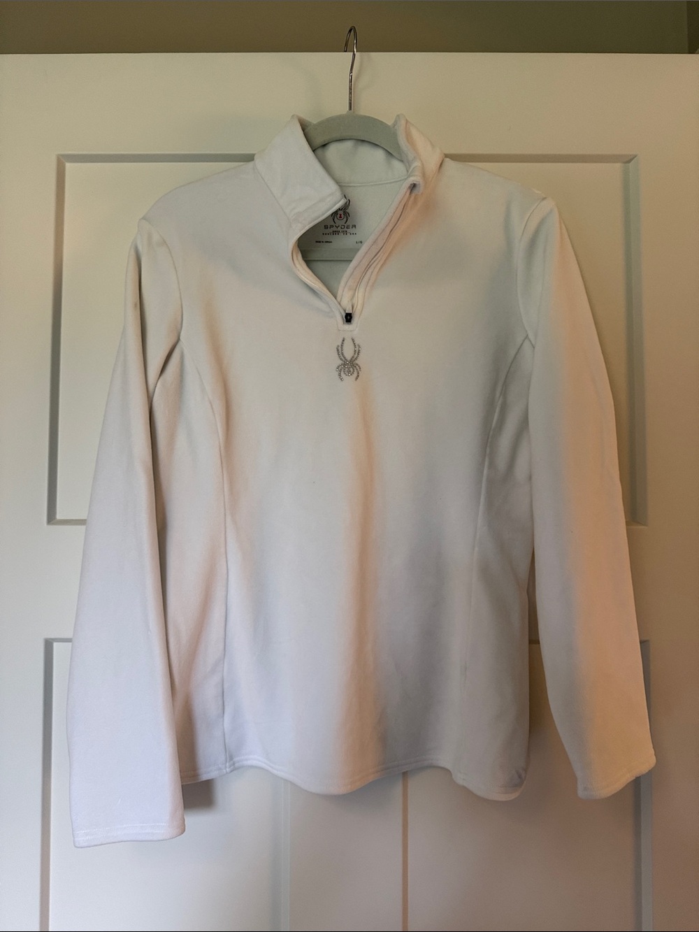 Spyder Women's White Quarter-Zip Velvety Pullover Sweater